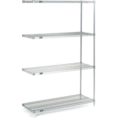 4 Tier Wire Shelving Add-On Unit, Stainless Steel, 24W X 24D X 54H